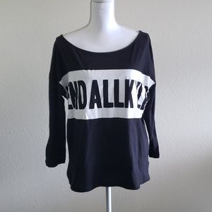 KENDALL & KYLIE  3/4 SLEEVE BLUE TOP